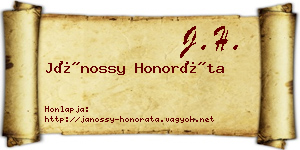 Jánossy Honoráta névjegykártya